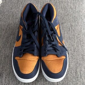 Nike Men's Navy and Orange Air Jordans Sneakers